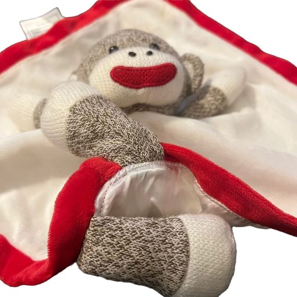 Baby Starters Sock Monkey Lovey Blanket Cream Dark Brown Arms Legs Approx‎ 12” - Picture 3 of 6